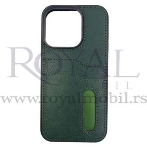 Futrola LEATHER No1 SA DZEPICEM za iPhone 14 Pro (6.1) maslinasto zelena