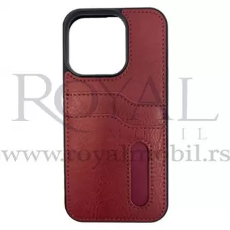 Futrola LEATHER No1 SA DZEPICEM za iPhone 14 Pro (6.1) bordo