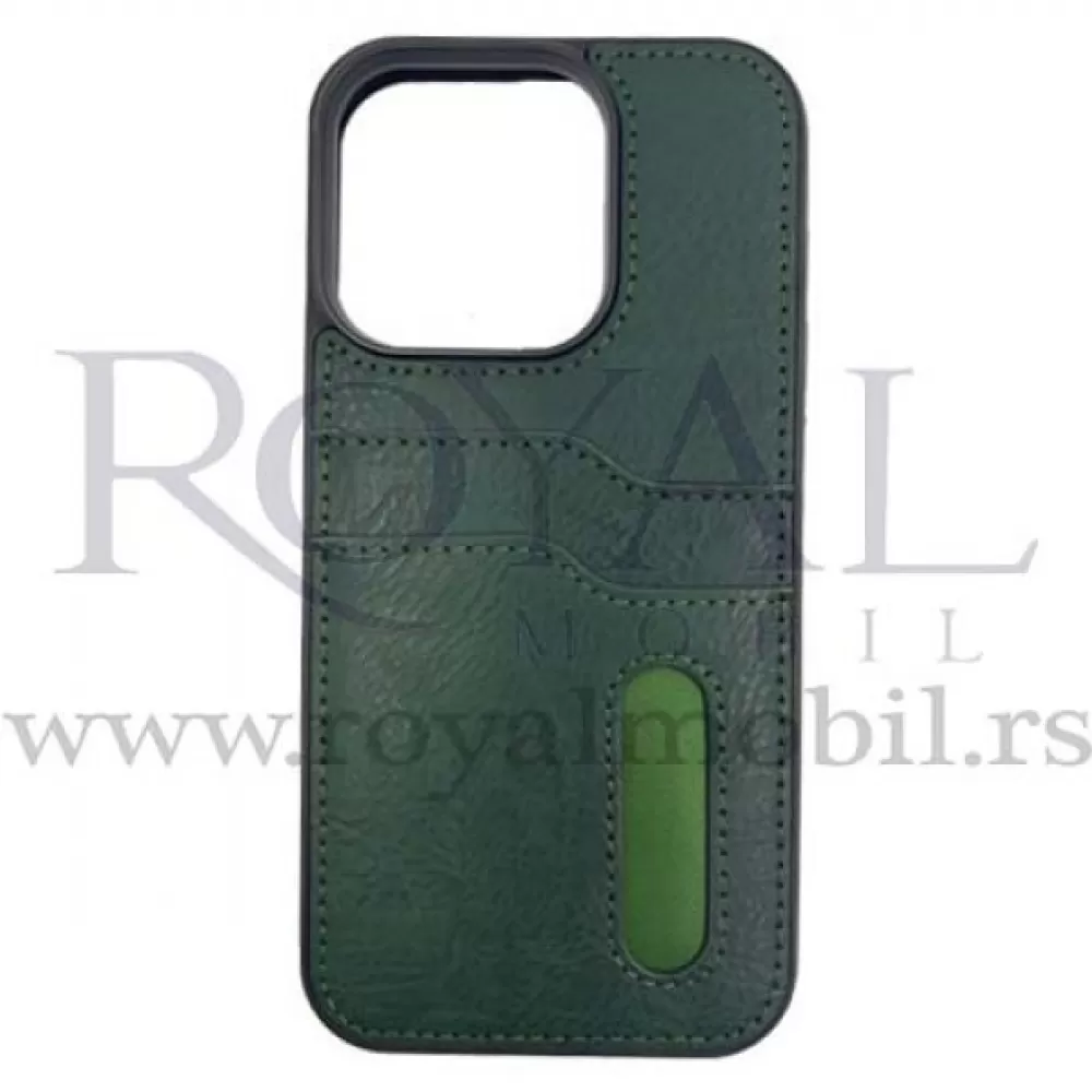 Futrola LEATHER No1 SA DZEPICEM za iPhone 14 (6.1) maslinasto zelena