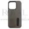 Futrola LEATHER No1 SA DZEPICEM za iPhone 14 (6.1) siva