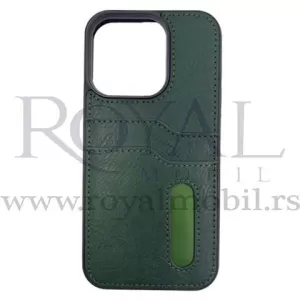 Futrola LEATHER No1 SA DZEPICEM za iPhone 14 Plus (6.7) maslinasto zelena