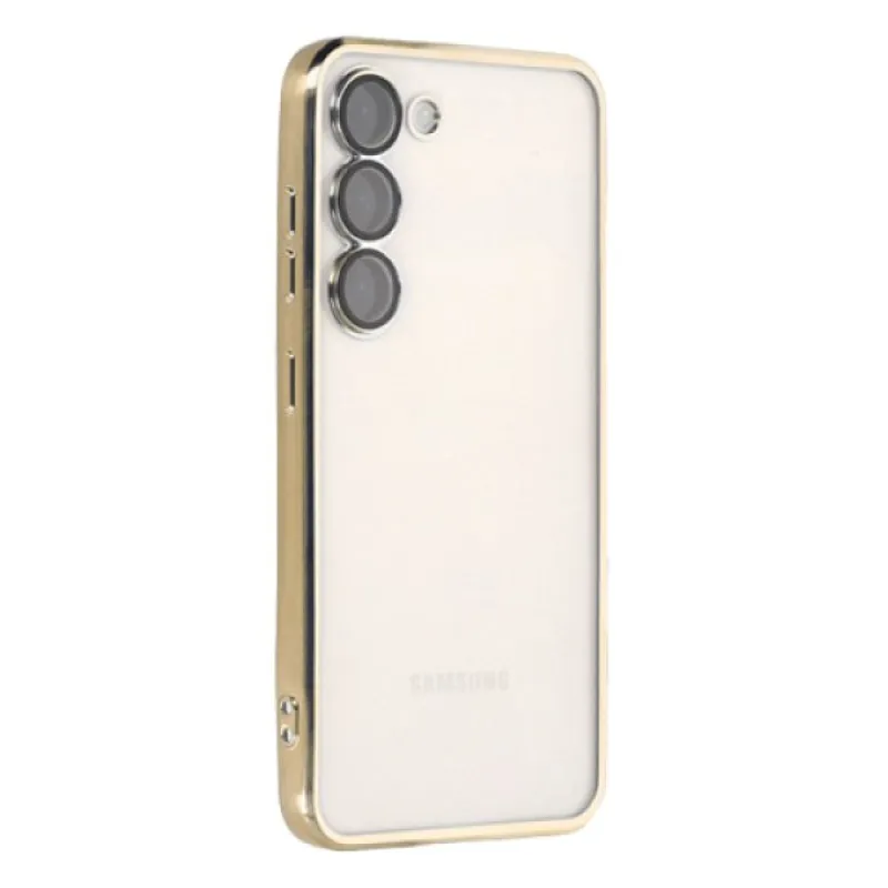 Silikonska futrola sa NIKLOVANIM OBODOM za Samsung S918 Galaxy S23 Ultra zlatna
