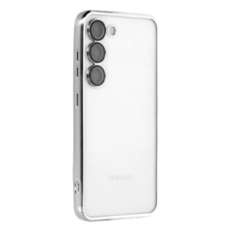 Silikonska futrola sa NIKLOVANIM OBODOM za Samsung A145 / A146 Galaxy A14 4G / 5G srebrna