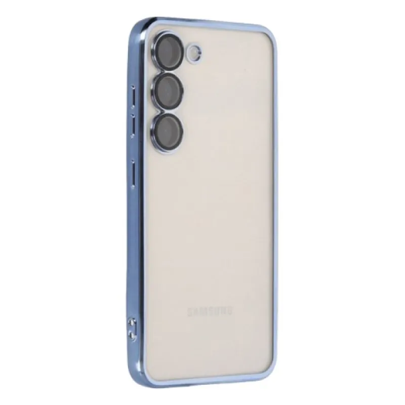 Silikonska futrola sa NIKLOVANIM OBODOM za iPhone 14 Pro Max (6.7) plava