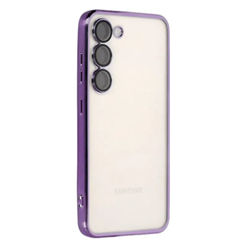 Silikonska futrola sa NIKLOVANIM OBODOM za iPhone 14 Pro Max (6.7) ljubicasta