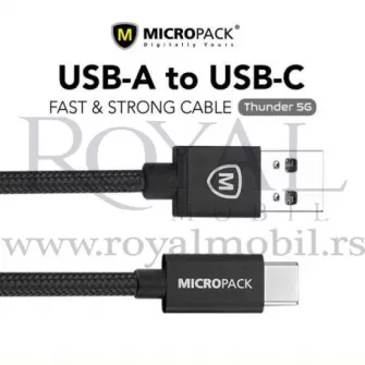 USB kabal CHARGE & SYNC USB-A / USB-C (type C) FAST 3A MC-310C crna