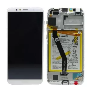 LCD + touchscreen + frame + baterija + zvucnik za Huawei Y6 2018 white (service pack) FULL ORIGINAL EU