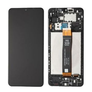 LCD + touchscreen + frame za Samsung A125/A127 Galaxy A12 black (zuti flet, oznaka A032 Rev 0.0 ) FULL ORIGINAL EU