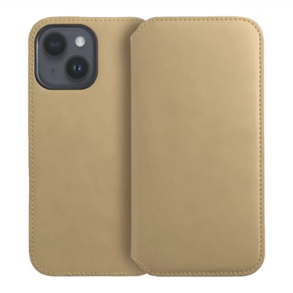 Futrola flip DUAL POCKET BOOK za iPhone 14 Pro (6.1) zlatna