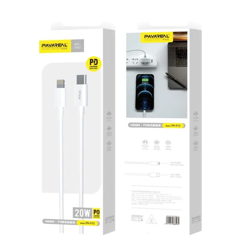 PAVAREAL USB kabal Type-C na Lightning 3A PA-X12 1M beli
