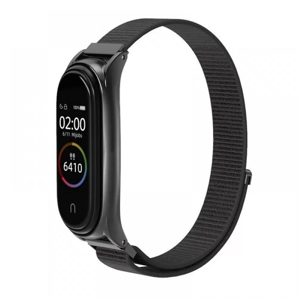 Narukvica za sat NYLON za Xiaomi Mi Band 5/6/7 (05) crna