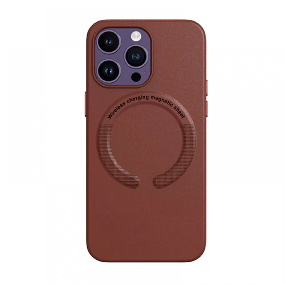 Futrola LEATHER CASE MAGSAFE za iPhone 13 Pro Max (6.7) braon