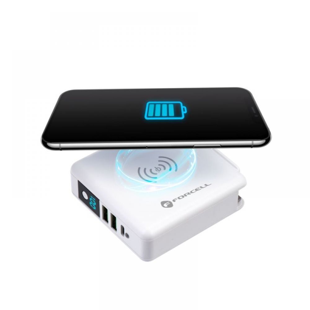 Multifunkcionalni punjac FORCELL 4in1 15W 8000 mAh sa power bank-om  beli