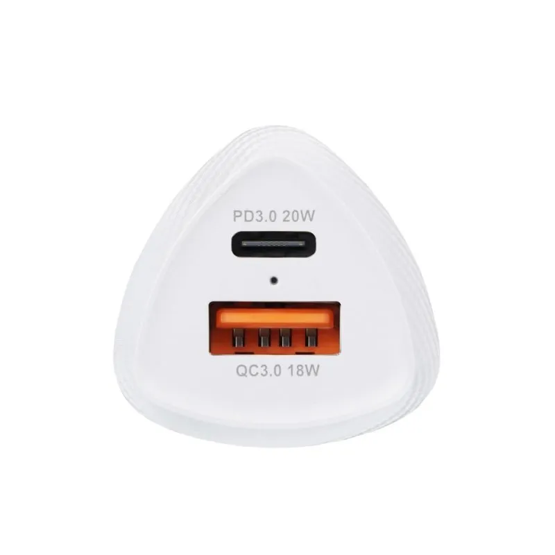 Auto punjac FORCELL CARBON CC50-1A1C Type-C 3.0 PD20W + USB QC 3.0 18W 5A (total 38W) beli
