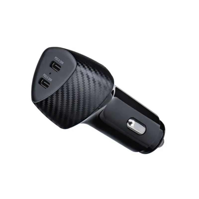 Auto punjac FORCELL CARBON CC50-2C Type-C 3.0 PD 20W x2 (total 40W) crni