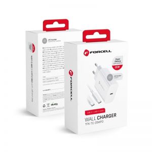 Kucni punjac FORCELL TFK-TC-25WPD (Type C + Type C) beli