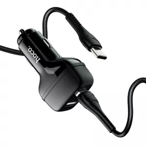 Auto punjac HOCO Z36 2xUSB + Type C kabal crni