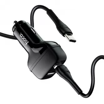 Auto punjac HOCO Z36 2xUSB + Type C kabal crni