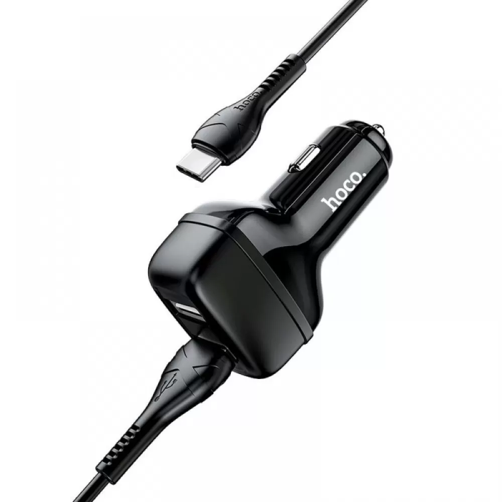 Auto punjac HOCO Z36 2xUSB + Type C kabal crni