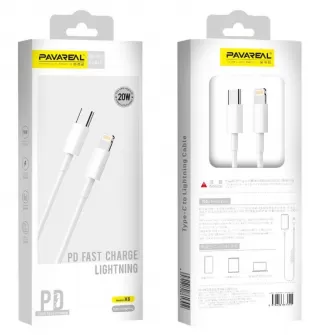 PAVAREAL usb kabal PA-X8 Type C na lightning PD20W 1m bela