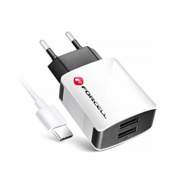 Kucni punjac FORCELL U21 2XUSB 2A + TYPE C kabl
