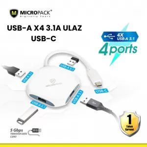 Micropack POWERHUB 4 USB-C to 4 PORTS USB-A HUB MDC-4A bela