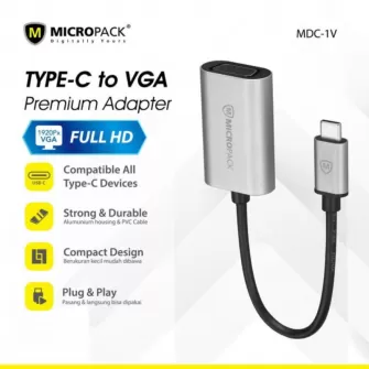 Micropack USB-C TO VGA MDC-1V GY  FULL HD 15 cm adapter silver