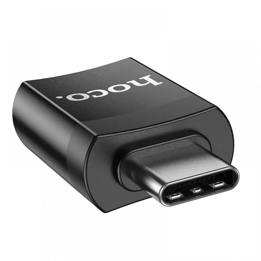 Adapter HOCO UA17 USB (female) na Type C (male) crni