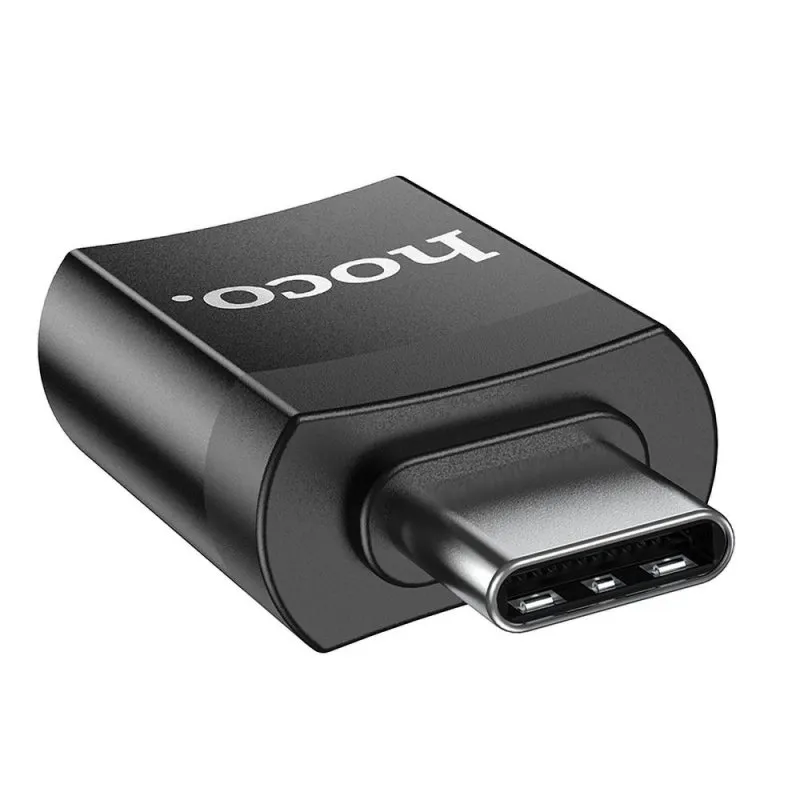 Adapter HOCO UA17 USB (female) na Type C (male) crni