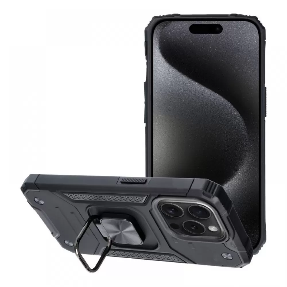 Futrola HARD SA PRSTENOM (nitro case) za iPhone 15 Plus (6.7) crna