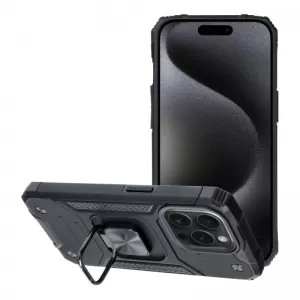Futrola HARD SA PRSTENOM (nitro case) za iPhone 15 Pro Max (6.7) crna