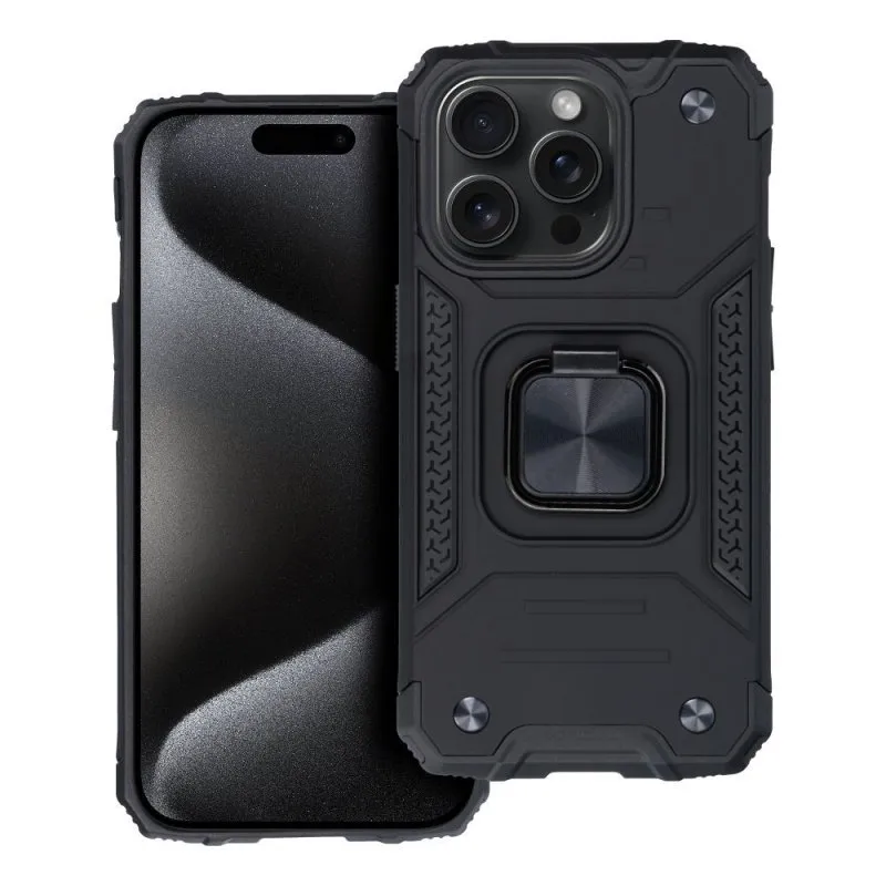 Futrola HARD SA PRSTENOM (nitro case) za iPhone 15 Pro Max (6.7) crna