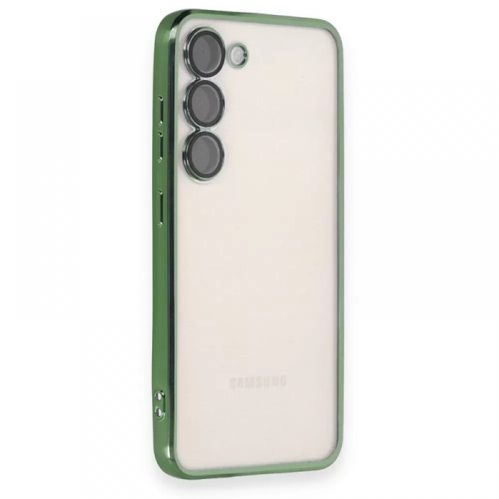 Silikonska futrola sa NIKLOVANIM OBODOM za Samsung S918 Galaxy S23 Ultra tamno zelena