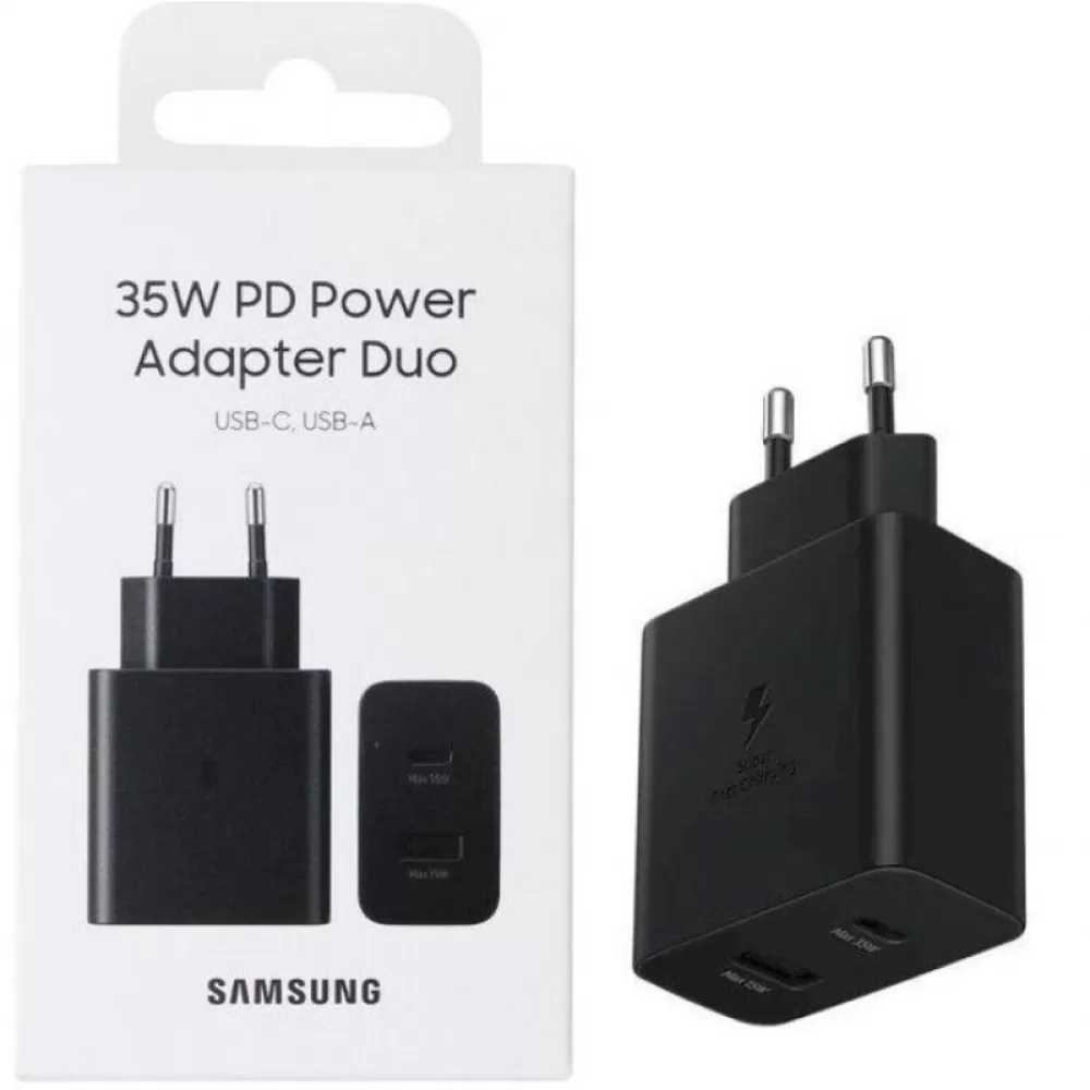 Adapter SAMSUNG FAST EP-TA220NBEGEU 1xUSB, 1xUSB A 3A 35W FULL ORIGINAL crni