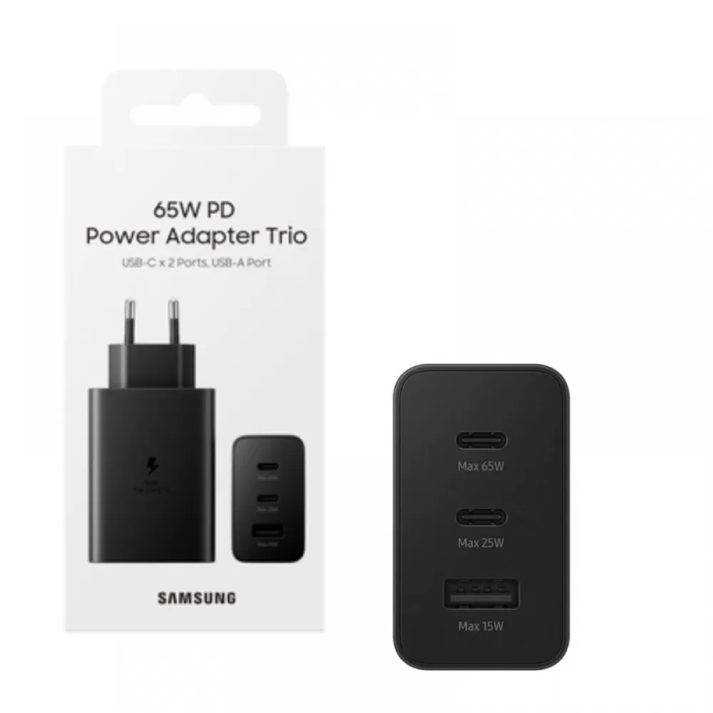 Adapter SAMSUNG FAST EP-T6530NBEGEU Trio Adaptor 65W FULL ORIGINAL crni