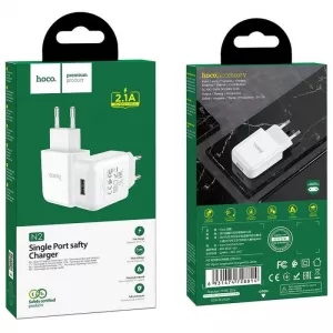 Adapter HOCO. N2 USB port 2.1A beli