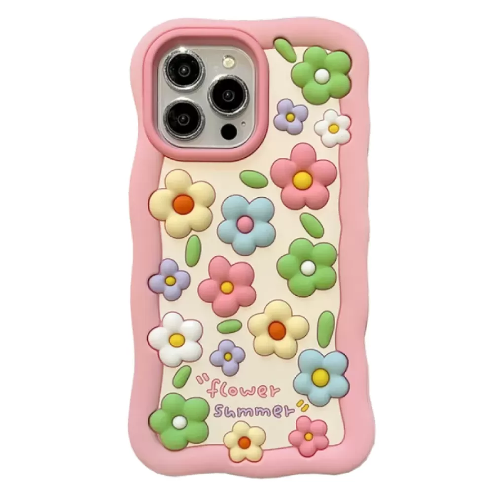 Futrola GUMMY FLOWER za iPhone 15 Pro Max (6.7) roze
