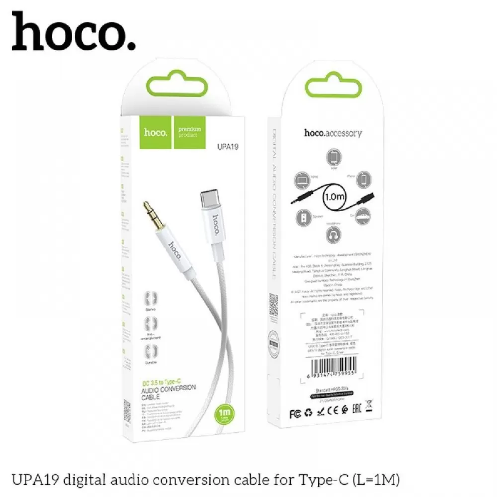 Audio HOCO kabal UPA19 Audio Jack 3,5mm na Typ C 1m beli