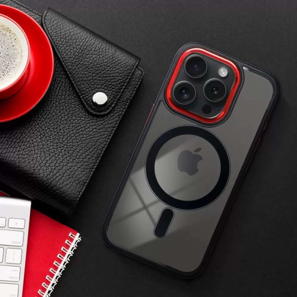 Futrola COLOR EDGE MAGSAFE ZA iPhone 15 Plus (6.7) crna sa crvenim 