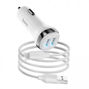 Auto punjac HOCO. Z40 2xUSB + kabal USB A na Micro 2,4A beli