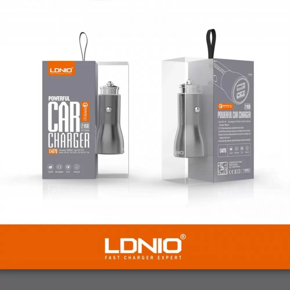 Auto punjac LDNIO Powerfull C407q Fast Charger Expert 2xUSB 3.0 iphone lightning
