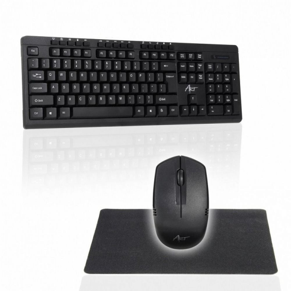 Bezicni set AK-48A tastatura + mis + podloga za mis crna