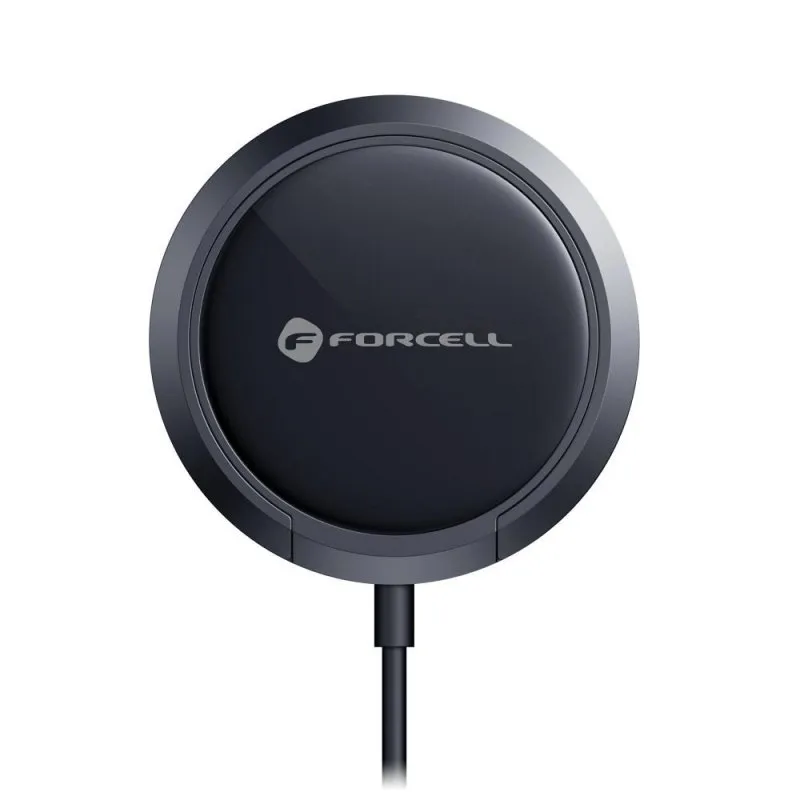 Bezicni punjac FORCELL F-ENERGY PowerPod magsafe sa prstenom crni