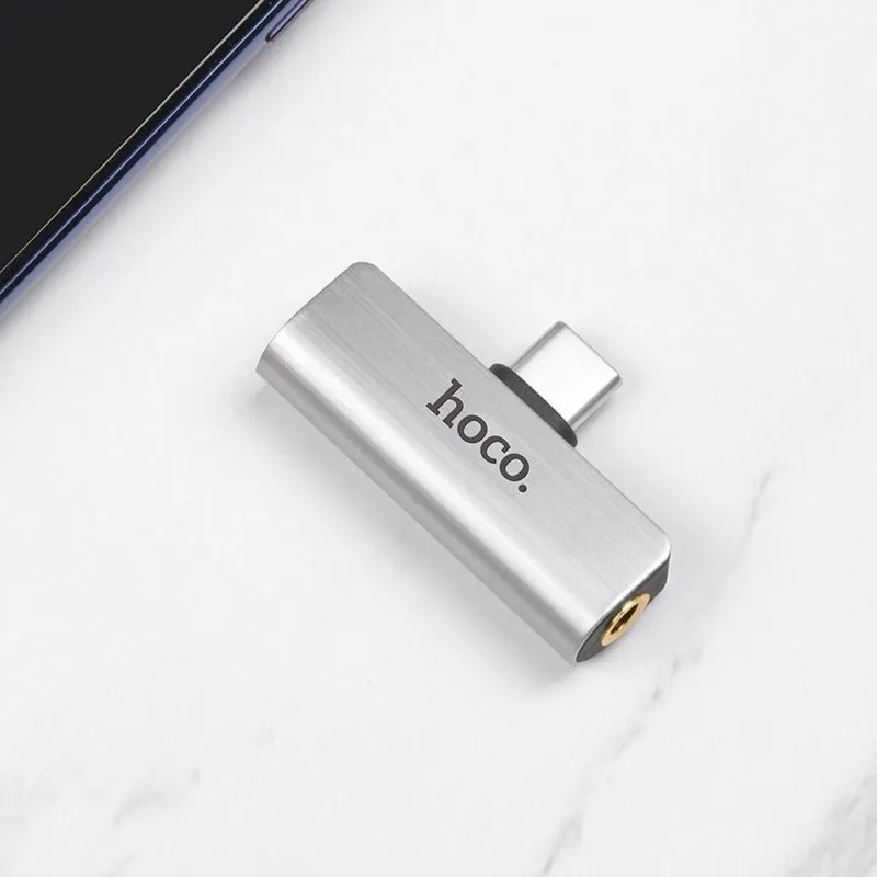 Audio adapter HOCO. LS26 Type C na 3.5mm (female) + Type C (female) siva