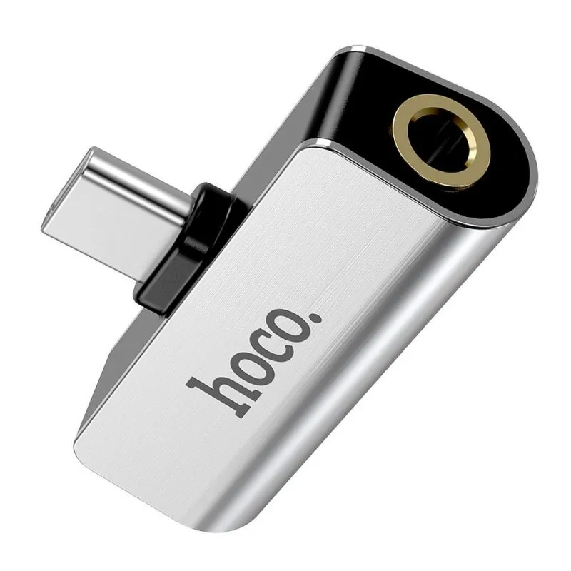 Audio adapter HOCO. LS26 Type C na 3.5mm (female) + Type C (female) siva