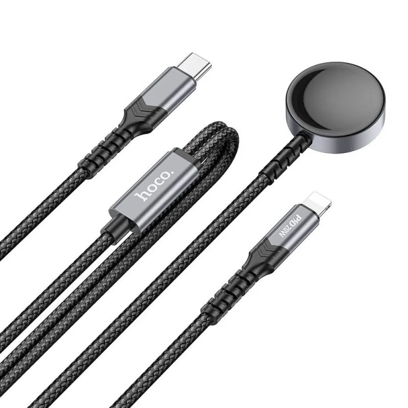 Bezicni punjac (punjac za sat) HOCO. CW54 2u1 za Apple Watch + kabal lightning crni