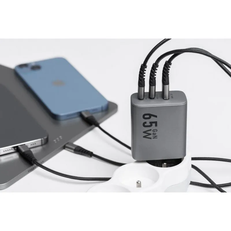 Kucni punjac (adapter) FORCELL F-Energy VT-42B GAN 2x USB C 1x USB A port 4A 65W PD Quick Charge 4.0