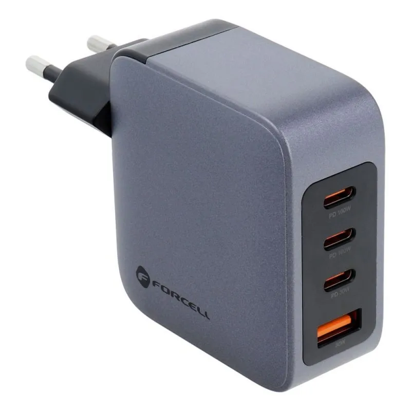 Kucni punjac FORCELL F-Energy GAN sa VT-46 3x USB-C i USB-A port 100W sa PD i Quick Charge 4.0