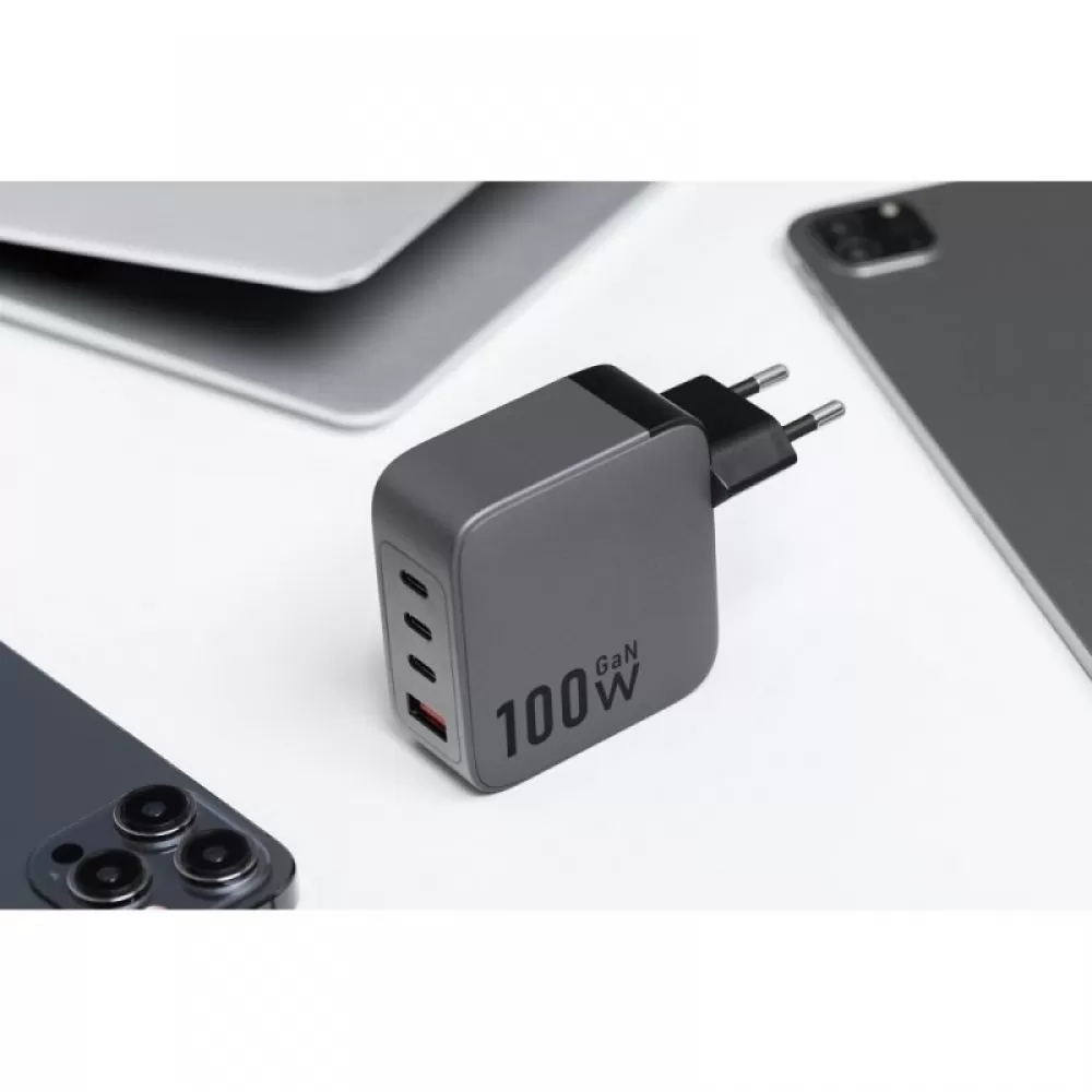 Kucni punjac FORCELL F-Energy GAN sa 3x USB-C i USB-A port 100W sa PD i Quick Charge 4.0