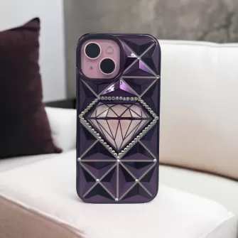 Futrola 3D DIAMOND za iPhone 15 (6.1) tamno ljubicasta